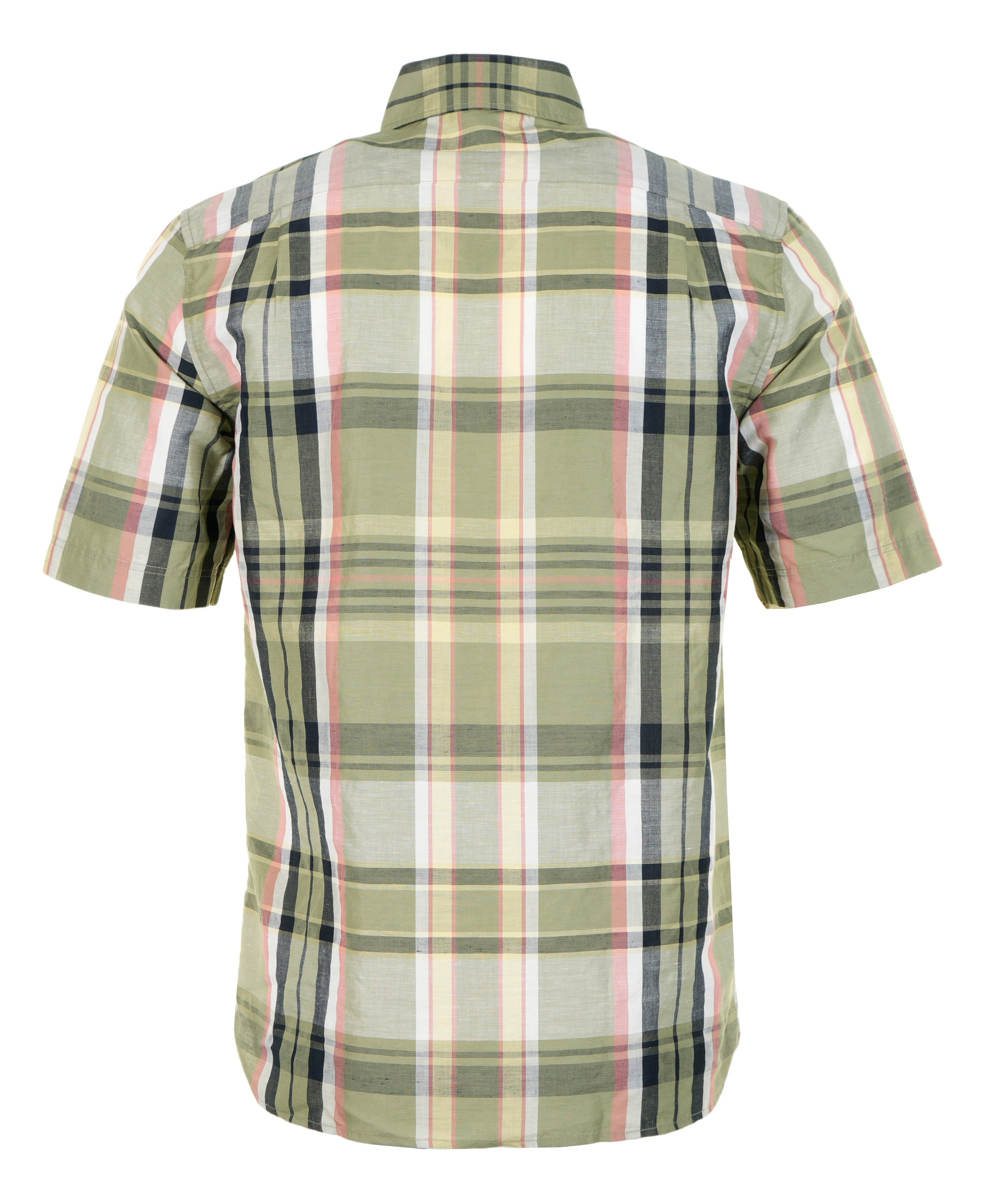 Short Sleeve Madras Check Shirt Olive Mint