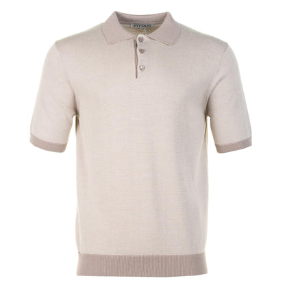 SS Knitted Polo Shirt Micro Stripe Triaon Ecru