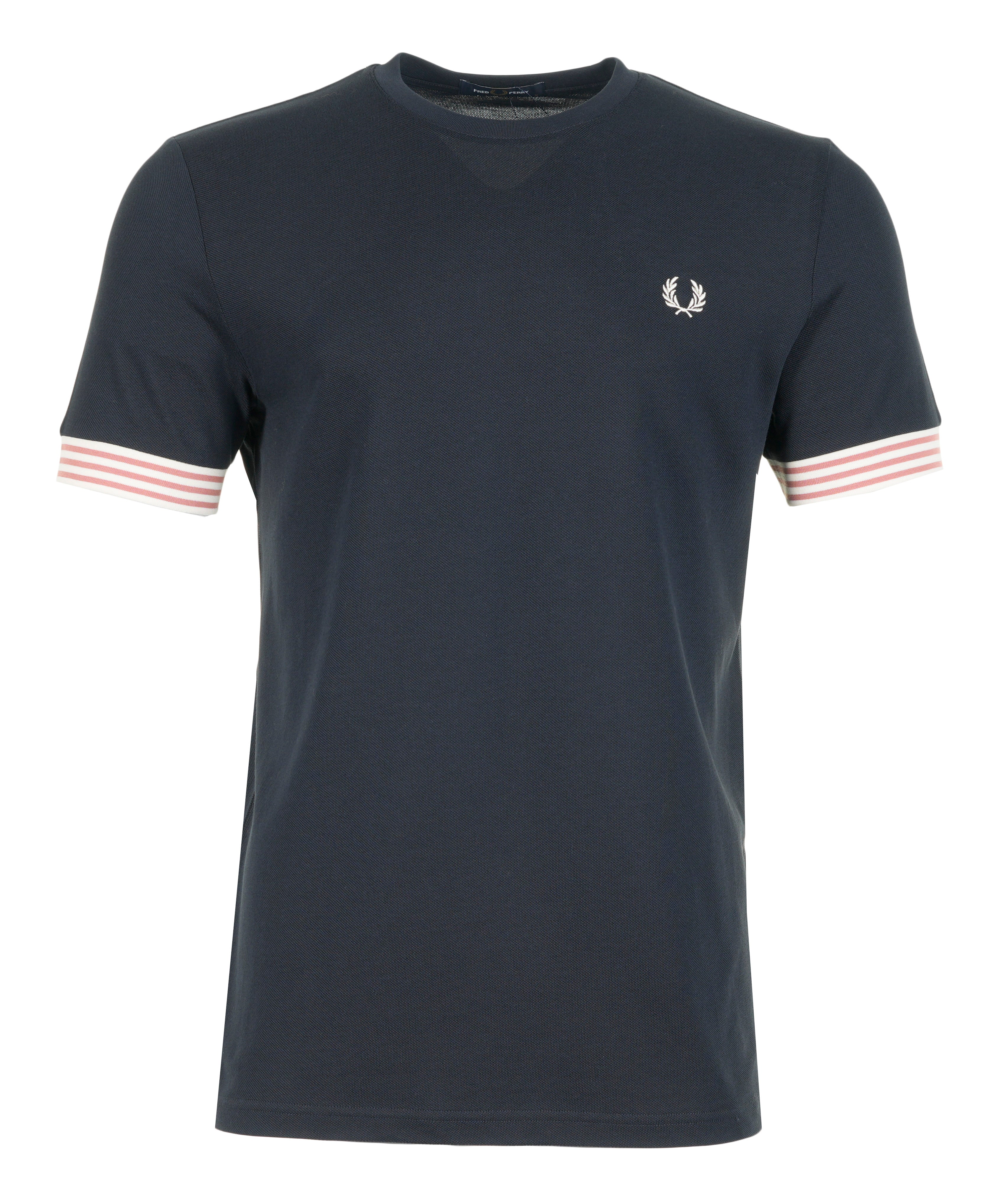 Striped Cuff Pique T-Shirt Navy