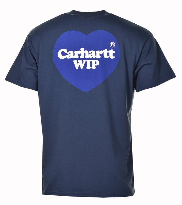 Short Sleeve Double Heart T Shirt Blue