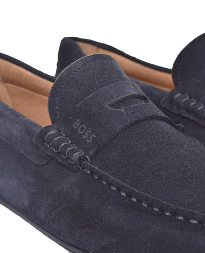 Noel Moccasin Suede Driver Shoe Dark Blue