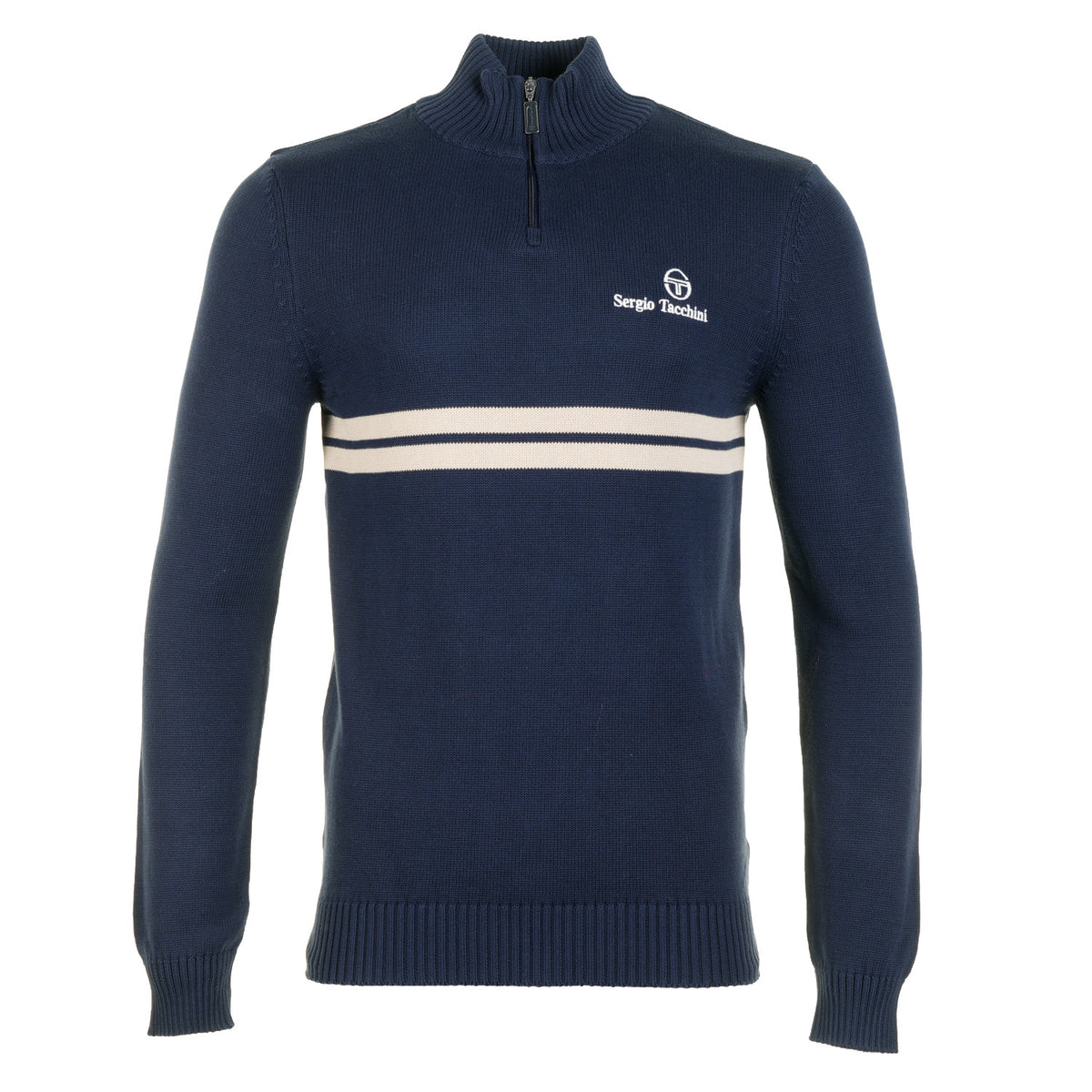 New Dallas 1/4 Zip Knit Maritime Blue / Peyote