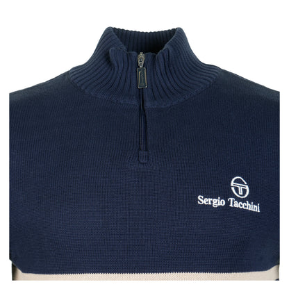 New Dallas 1/4 Zip Knit Maritime Blue / Peyote