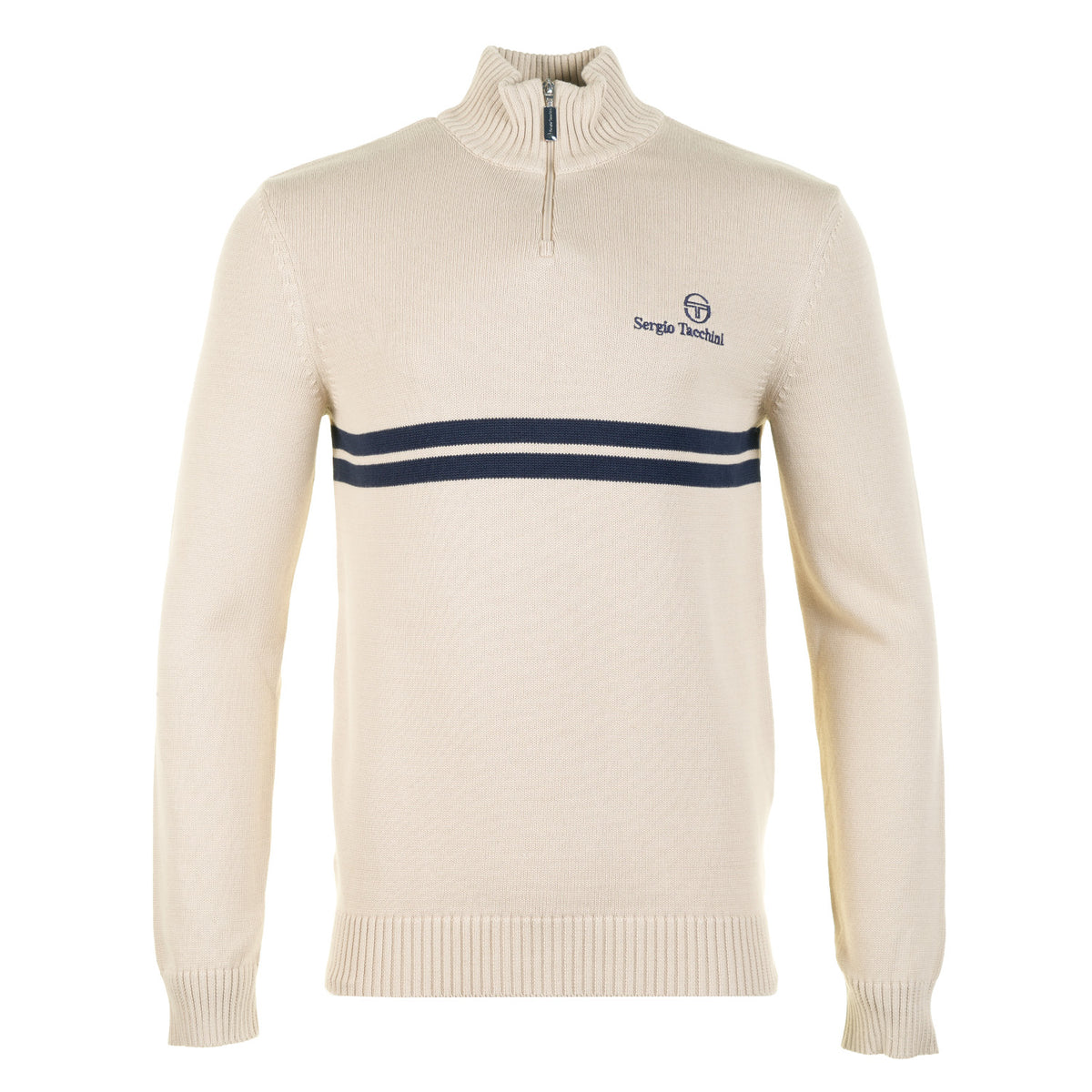 New Dallas 1/4 Zip Knit Peyote / Maritime Blue