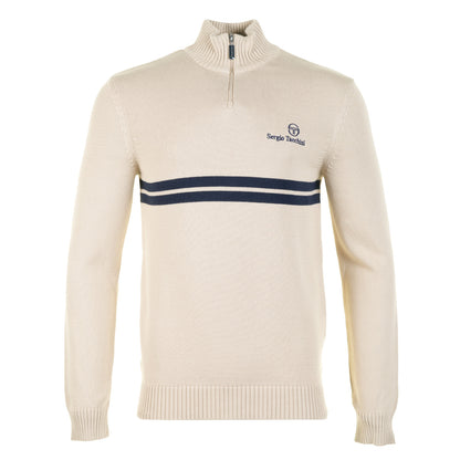 New Dallas 1/4 Zip Knit Peyote / Maritime Blue