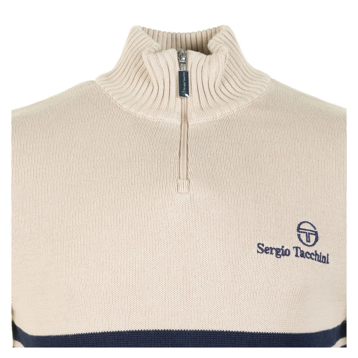 New Dallas 1/4 Zip Knit Peyote / Maritime Blue