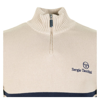 New Dallas 1/4 Zip Knit Peyote / Maritime Blue