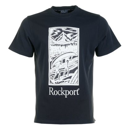 Hampshire Block Print Logo T Shirt Navy