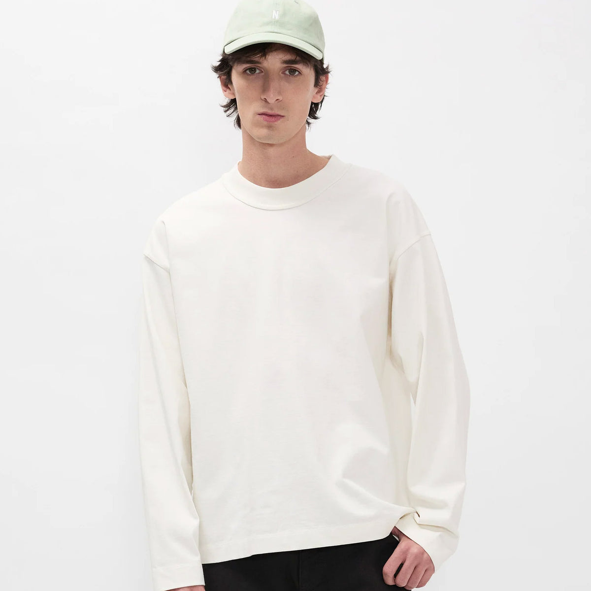 Isefjord Compact Cotton Long Sleeve T Shirt Ecru