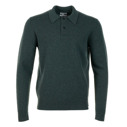 Norse Standard Merino Lambswool Long Sleeve Polo Forrest