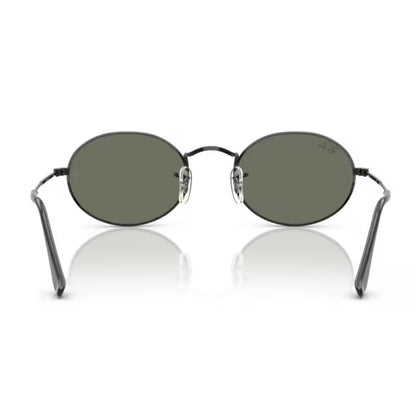 rear view of ray-ban Oval Flat Lenses Black / Grey Mirror Bronze