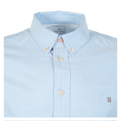 Tailored Fit LS Chest Emblem Zebra Shirt Light Blue