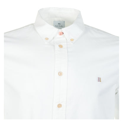 Tailored Fit LS Chest Emblem Zebra Shirt White