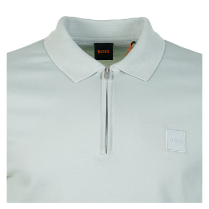 BOSS Passerzip Short Sleeve Polo 043 Silver