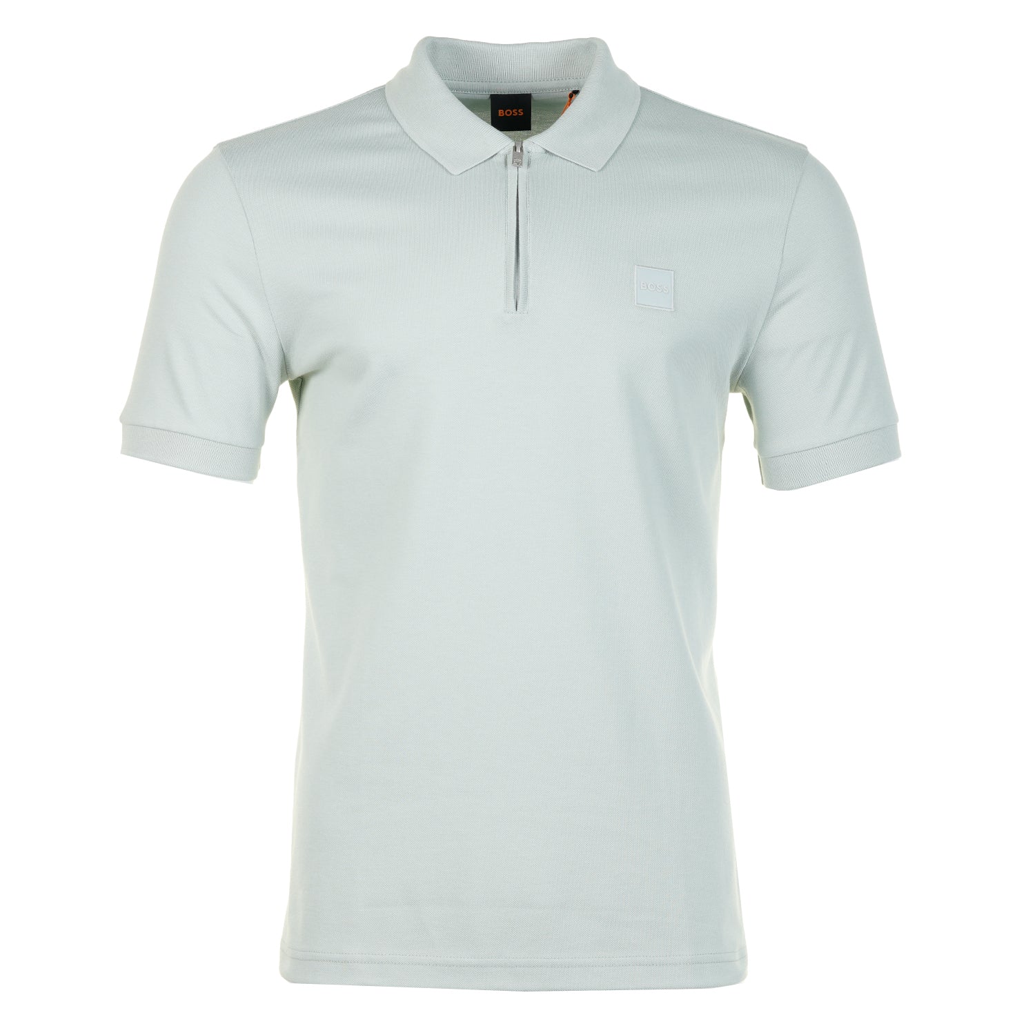 BOSS Passerzip Short Sleeve Polo 043 Silver