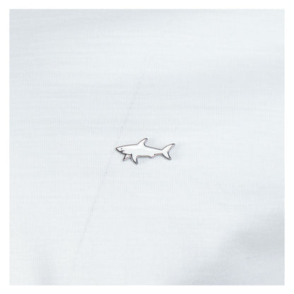Short Sleeve Metal Shark Logo Zip Polo Shirt White