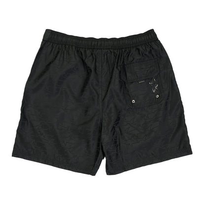 Tonal Multi Shark Logo Swim Shorts Black