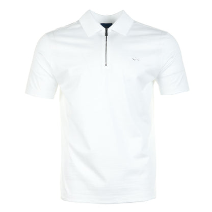 Short Sleeve Metal Shark Logo Zip Polo Shirt White