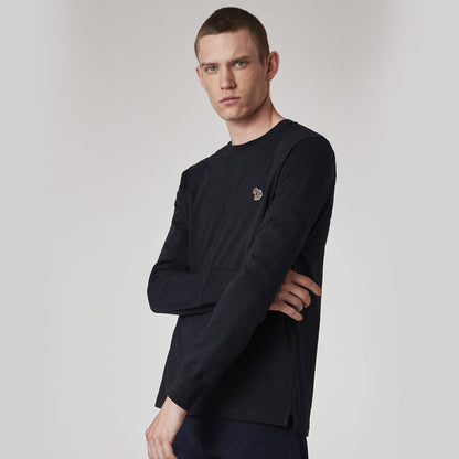 man wearing paul smith zebra tee long sleeve