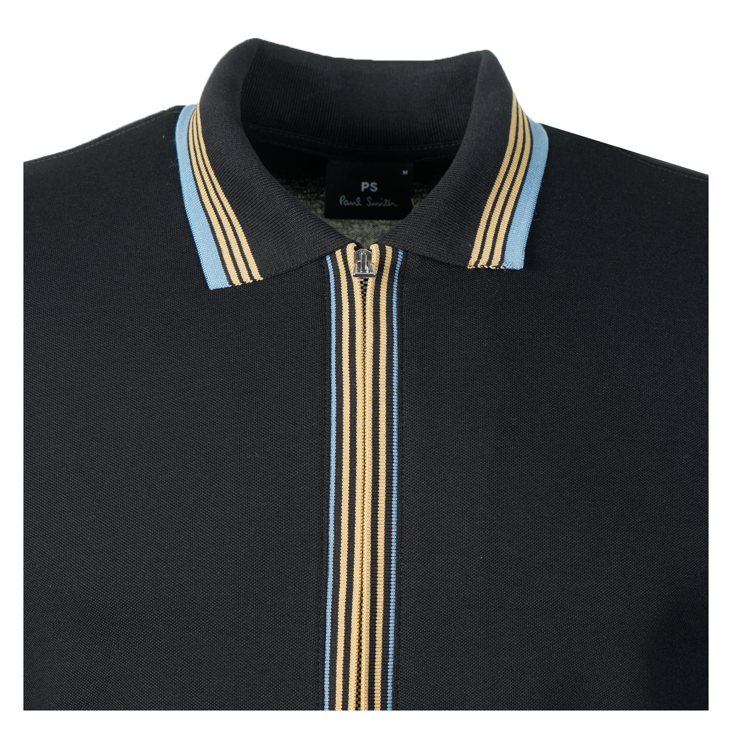 Regular Fit Long Sleeve Full Zip Polo Shirt Black