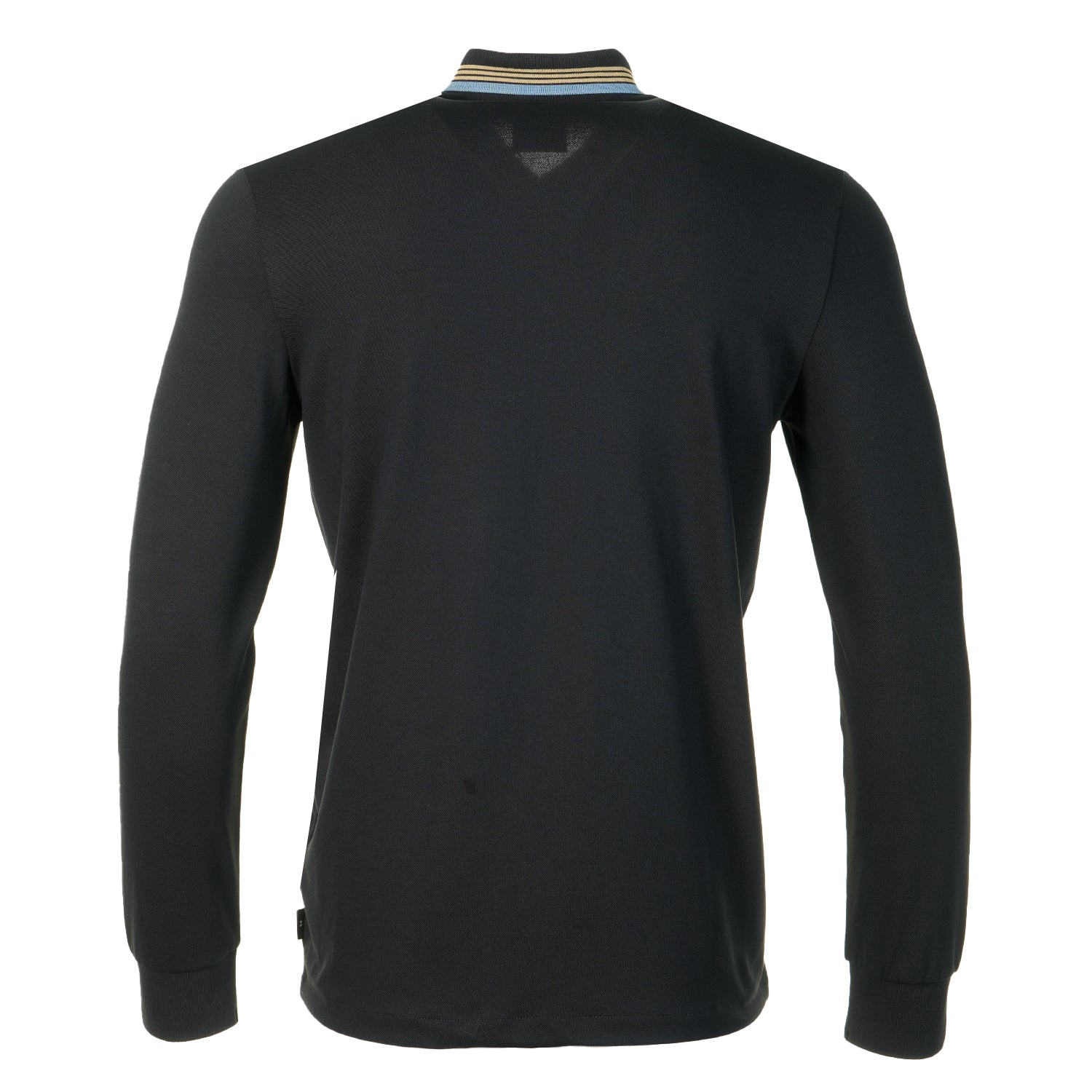 Regular Fit Long Sleeve Full Zip Polo Shirt Black