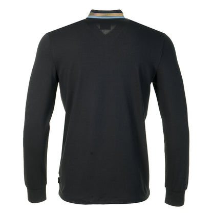 Regular Fit Long Sleeve Full Zip Polo Shirt Black