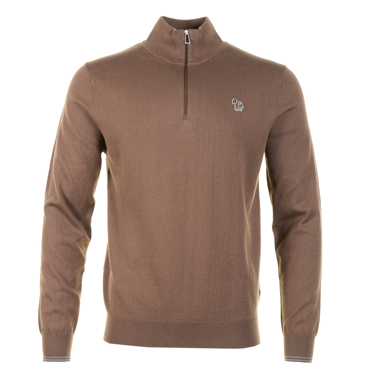 Knitted Zebra Quarter Zip Jumper 67 Mud