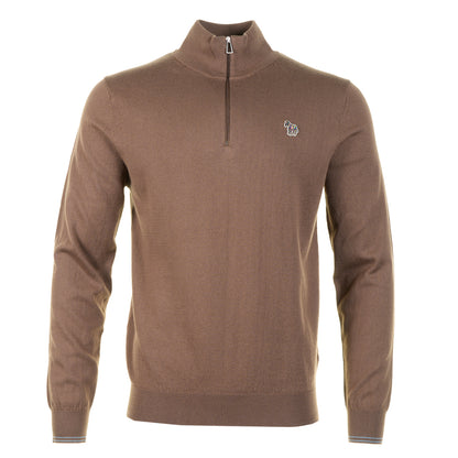 Knitted Zebra Quarter Zip Jumper 67 Mud