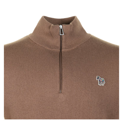 Knitted Zebra Quarter Zip Jumper 67 Mud