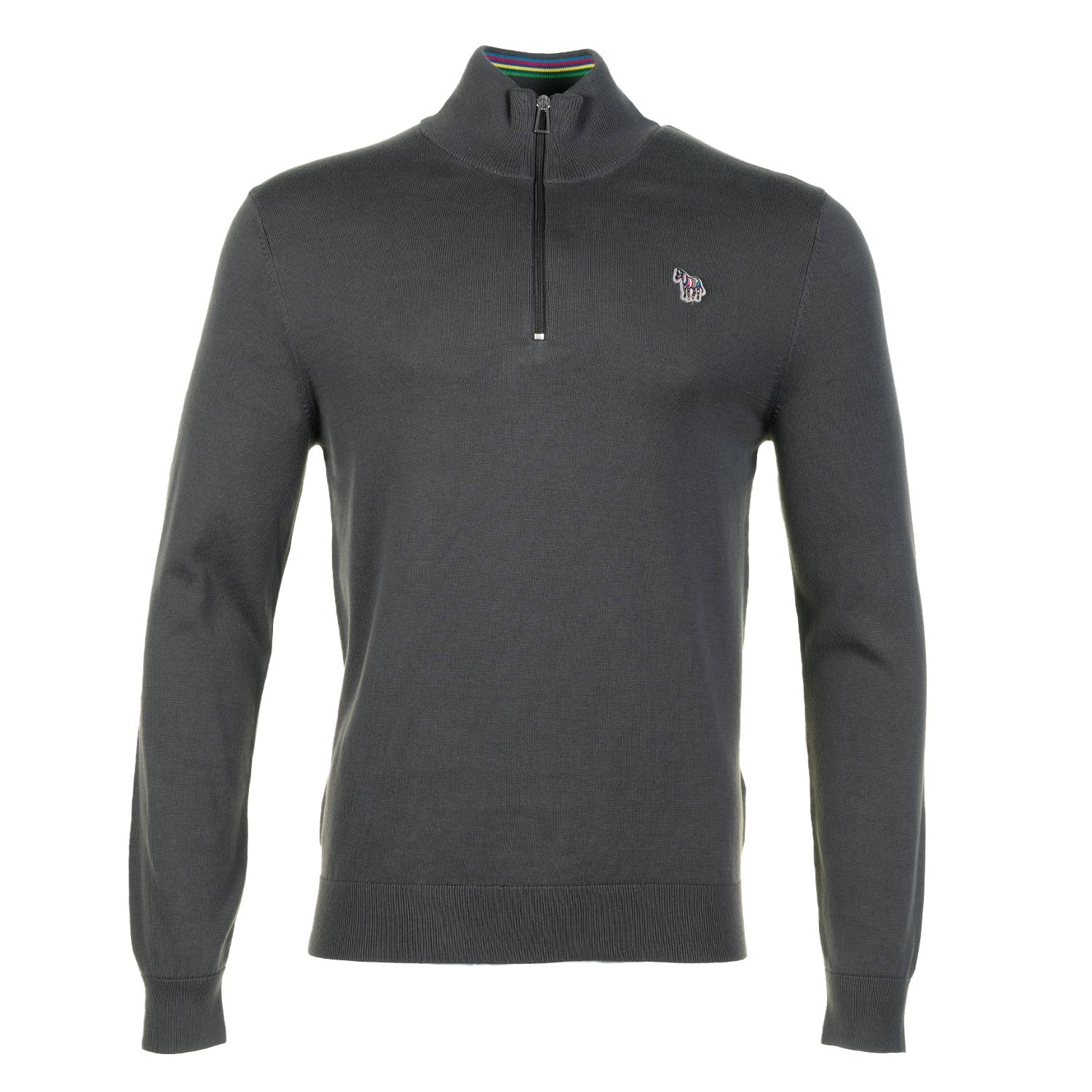 Knitted Zebra Zip Neck Jumper Slate