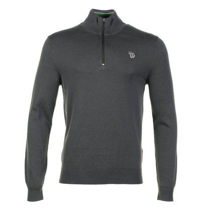 Knitted Zebra Zip Neck Jumper Slate