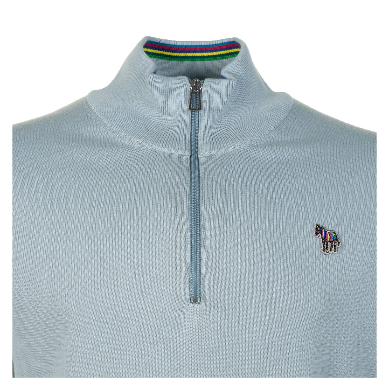 Sport Stripe Knitted Zebra Quarter Zip Light Blue