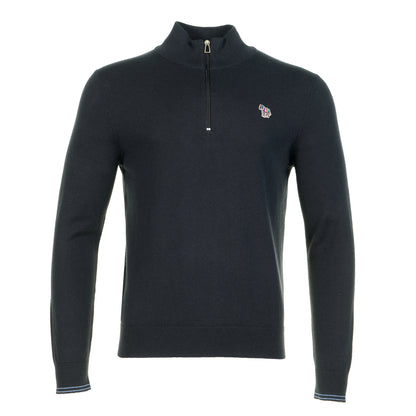 Knitted Zebra Quarter Zip Black