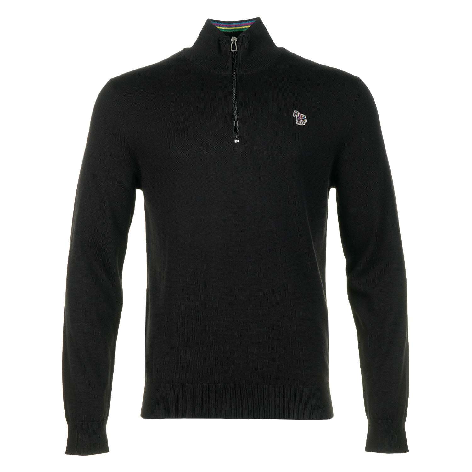 Sport Stripe Knitted Zebra Quarter Zip Black