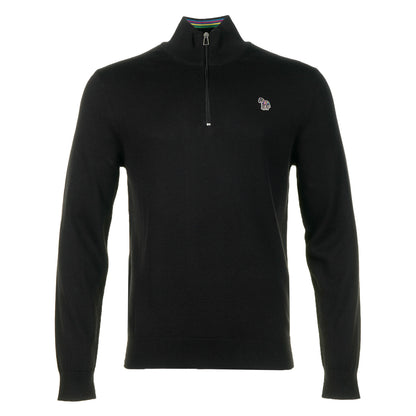 Sport Stripe Knitted Zebra Quarter Zip Black
