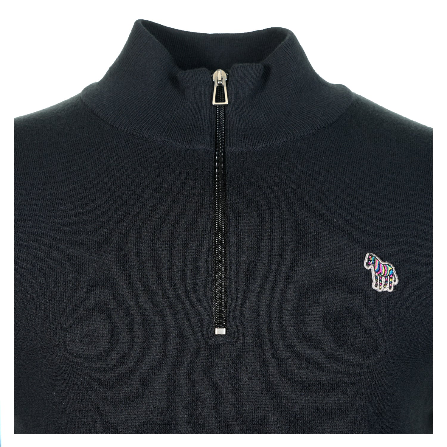 Knitted Zebra Quarter Zip Black