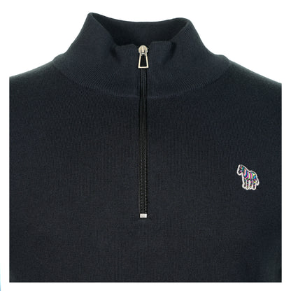 Knitted Zebra Quarter Zip Black