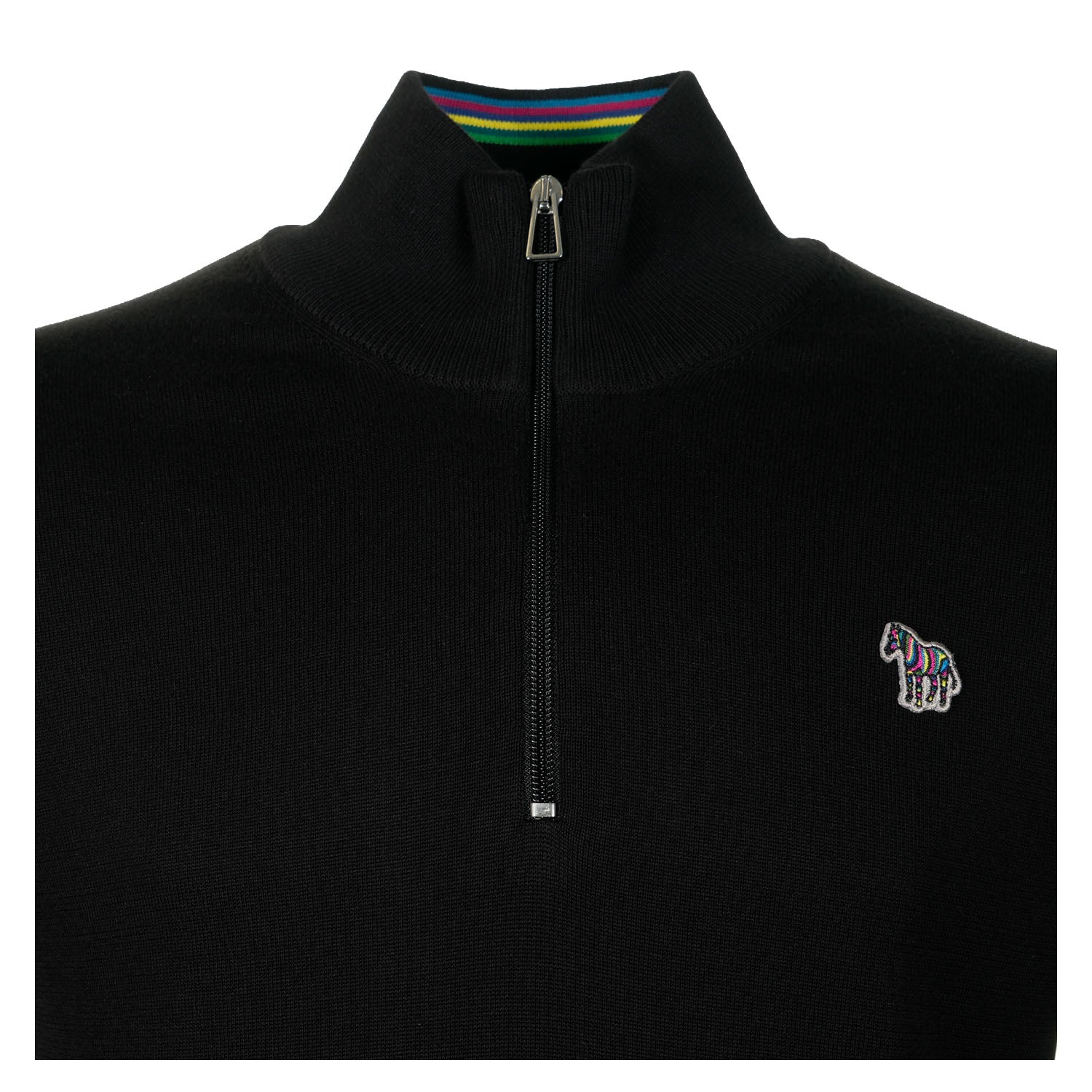 Sport Stripe Knitted Zebra Quarter Zip Black