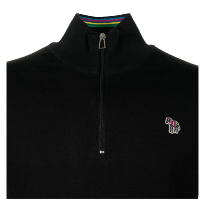 Sport Stripe Knitted Zebra Quarter Zip Black