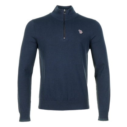 Knitted Zebra Quarter Zip Very Dark Navy