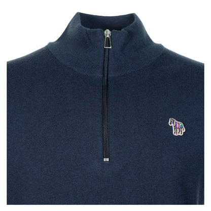 Knitted Zebra Quarter Zip Very Dark Navy