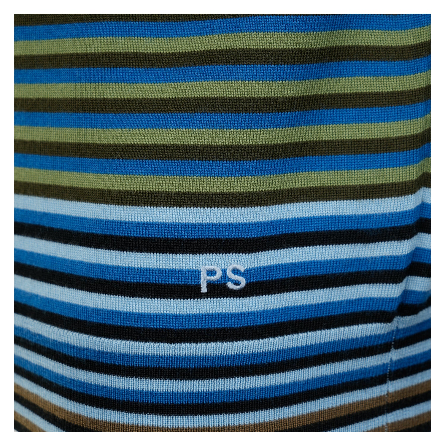 Knitted Long Sleeve Striped Polo Shirt Cobalt Blue