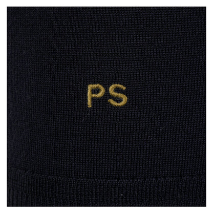 Merino Wool Knitted Short Sleeve Polo Shirt Navy