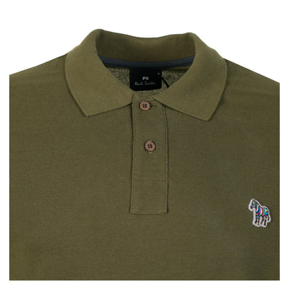 Regular Fit Short Sleeve Zebra Polo Shirt Khaki