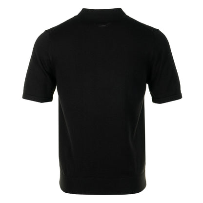 Sport Stripe Knitted Short Sleeve Polo Shirt Black