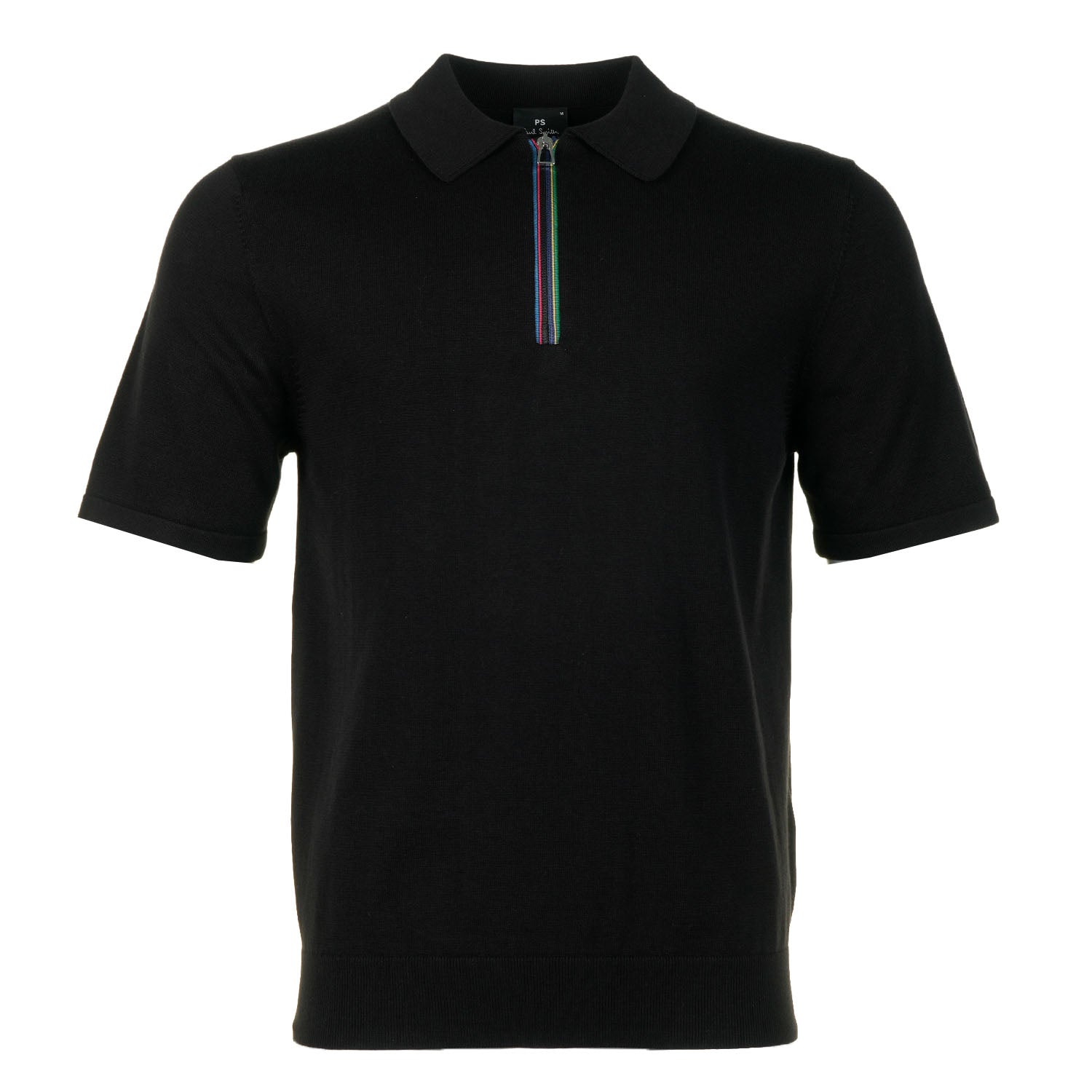 Sport Stripe Knitted Short Sleeve Polo Shirt Black