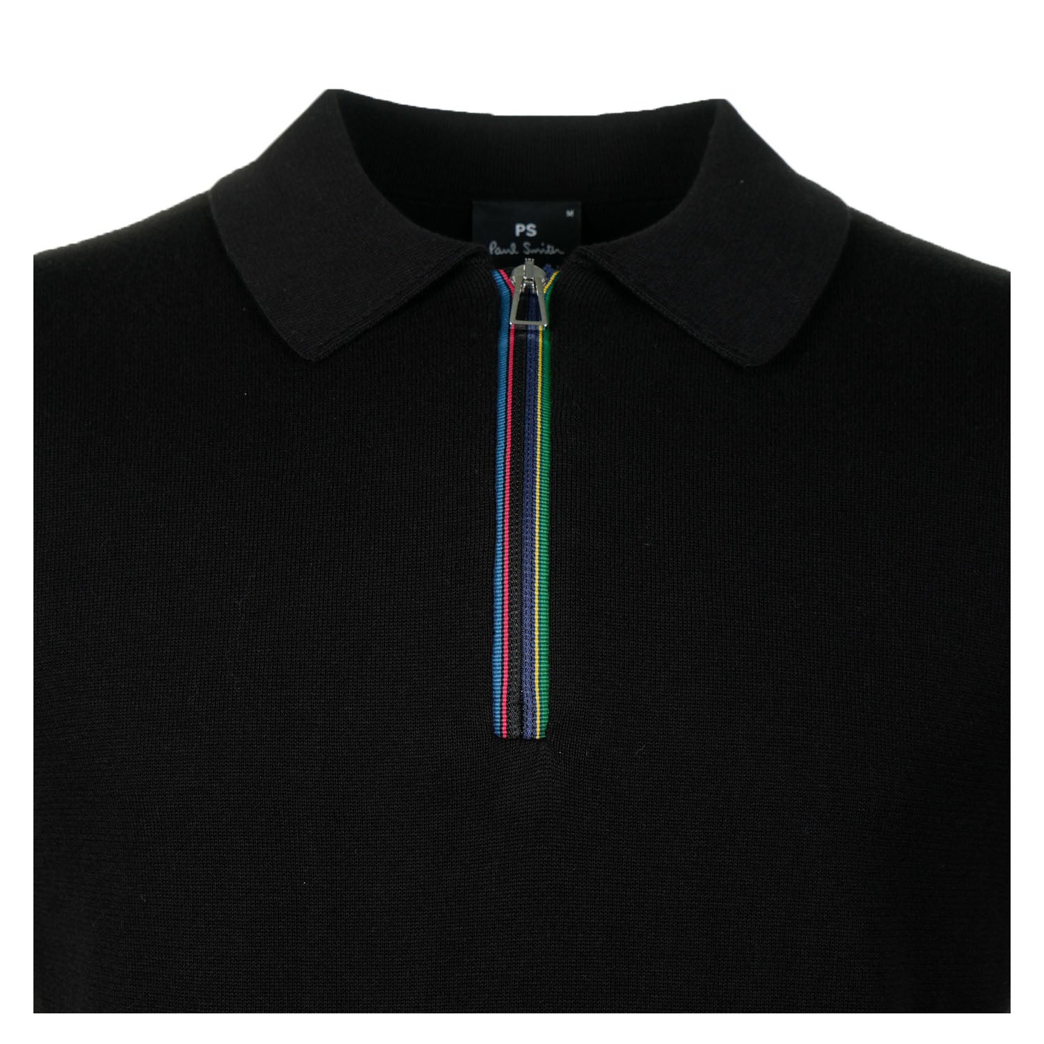 Sport Stripe Knitted Short Sleeve Polo Shirt Black