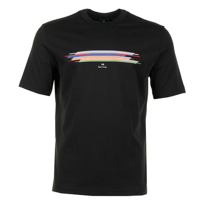 Casual Fit Stripe Short Sleeve T Shirt Black