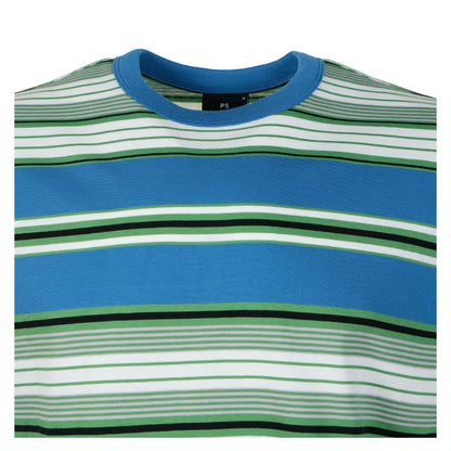 Casual Fit Stripe T Shirt Cobalt Blue / Green