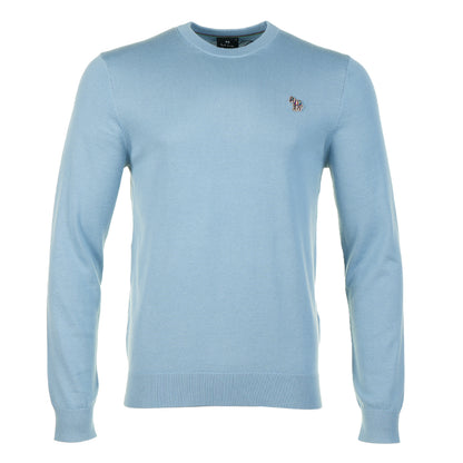 Knitted Zebra Crew Neck Jumper Cobalt Blue